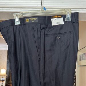 Men's Black Pinstripe Wool Trousers